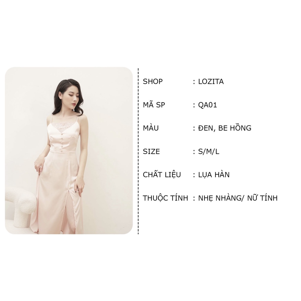 Váy ngủ lụa nữ 2 dây cao cấp nhẹ nhàng sexy gợi cảm  Mialala LOZITA QA01