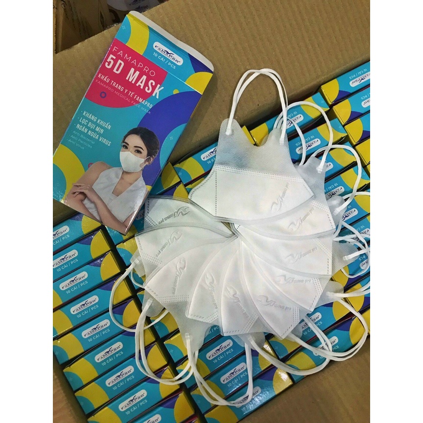 Hộp 10 cái khẩu trang 5D màu TRẮNG
