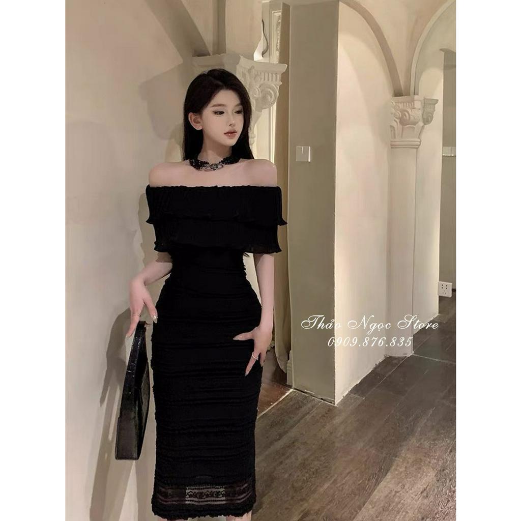 Đầm ren body bẹt vai phối bèo tầng, đầm trễ vai bèo!  THẢO NGỌC STORE