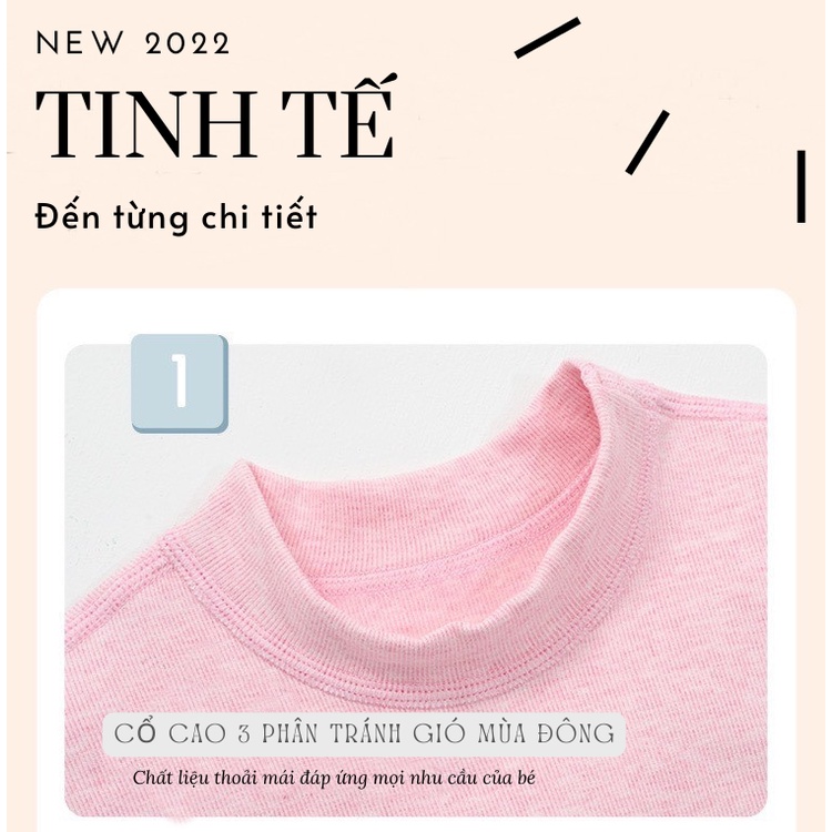 Bộ cotton nỉ Dày dài tay cổ 3 phân bé trai, bé gái QCCC