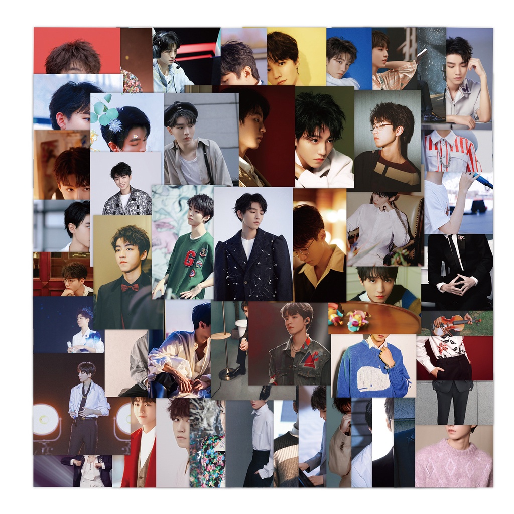 Set 50 miếng dán trang trí sổ tay/nhật ký hình hoạt hình Wang Yibo Xiao Zhan Lisa DIY