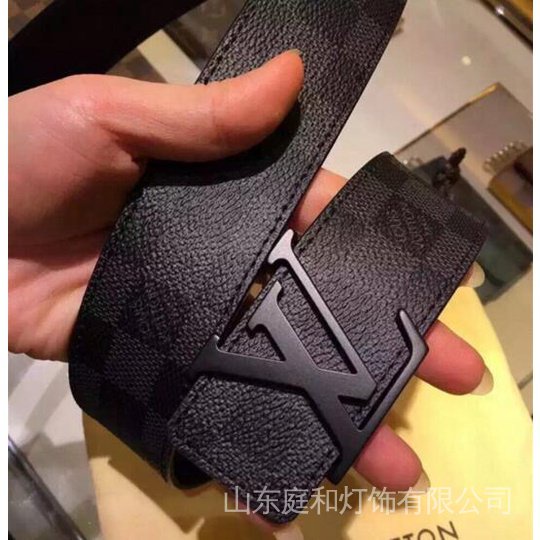 FiTT Fashion lv _ belt da kẻ sọc đen kinh doanh Thắt lưng nam / nữ