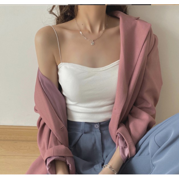 áo 2 dây croptop có mút ngực sợi bún TWO WIRE COAT dáng ôm mịn vải cotton co giãn dễ mặc | BigBuy360 - bigbuy360.vn