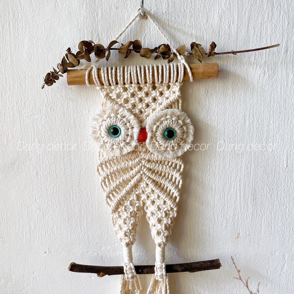 Cú treo cây macrame phụ kiện trang trí nhà cửa phong cách Vintage, Boho..
