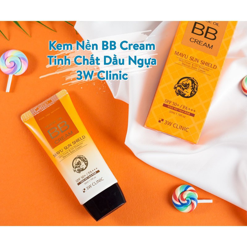 Kem nền trang điểm - Kem trang điểm BB dầu ngựa ngăn ngừa lão hóa 3W Clinic HORSE OIL BB CREAM SPF50+/PA+++ 50ml | BigBuy360 - bigbuy360.vn