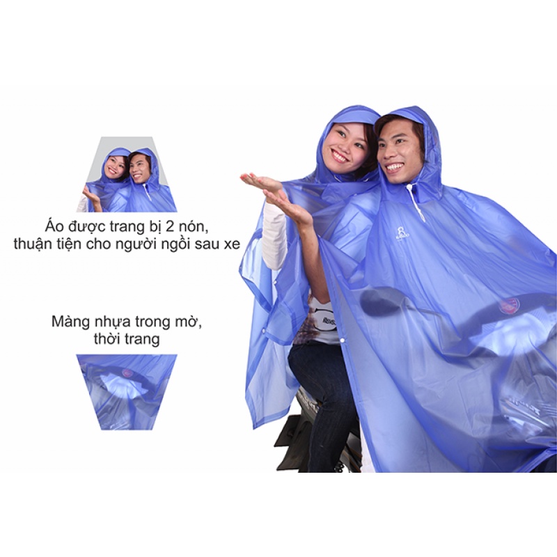 Áo mưa 2 nón trong màu - Thương hiệu Rando, chính hãng, cao cấp - APPC-08