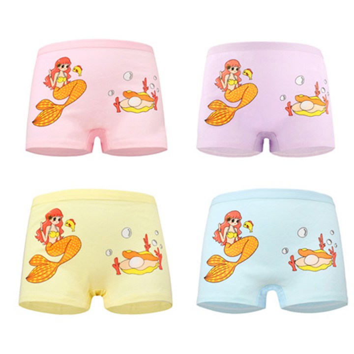 Set 4 quần chip đùi cho bé gái 2-12 tuổi chất cotton mềm mại co giãn tốt họa tiết đáng yêu Baby-S-SC015