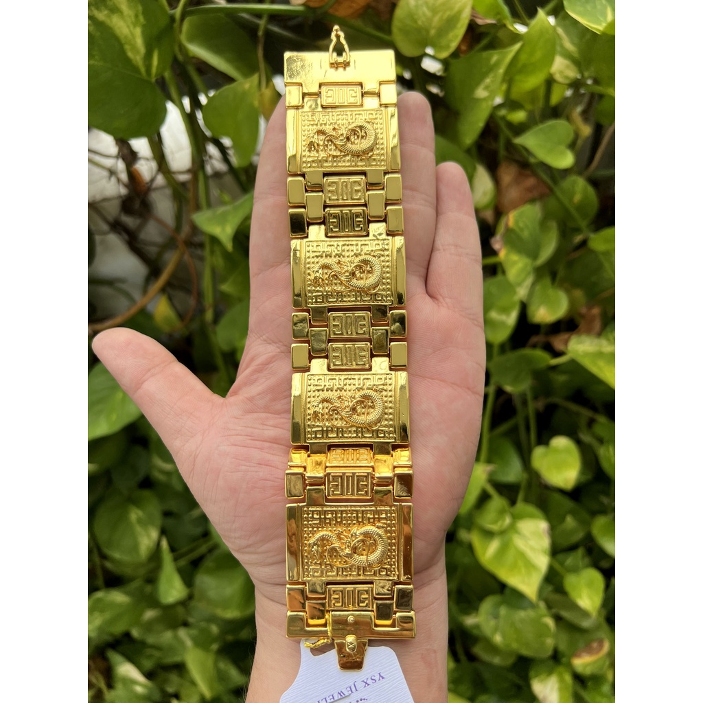 Lắc Tay Nam Mạ Vàng 18K Chạm Rồng Tinh Xảo Rong04.150RDX140222