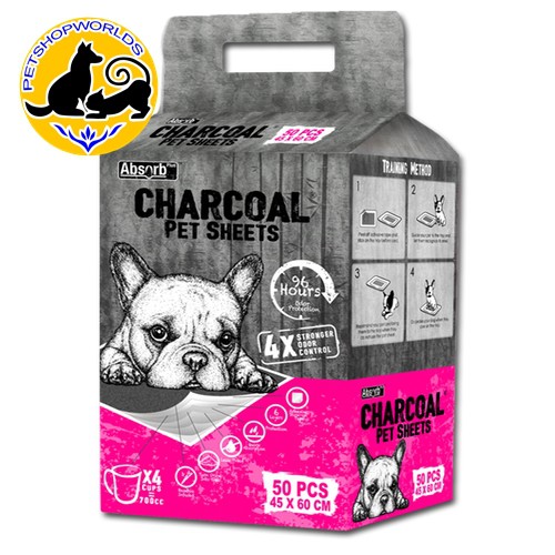 Tấm Lót Vệ Sinh Cho Chó Mèo Than Hoạt Tính Petland CHARCOAL Cỡ 45x60cm Bịch 50 Miếng
