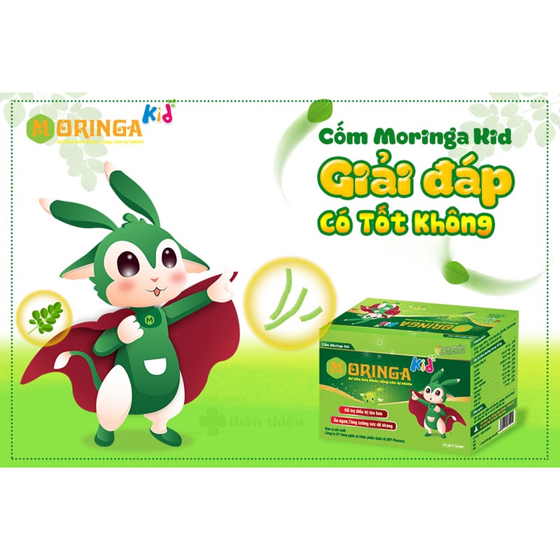 Moringa Kid - Giúp hỗ trợ ổn định tiêu hóa, kích thích ăn ngon, giảm táo bón, nâng cao sức đề kháng (20 gói)