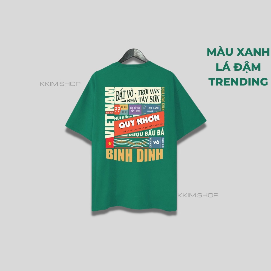 Áo thun tay lỡ BÌNH ĐỊNH, Áo phông 63 tỉnh thành Form rộng oversize, chất liệu Cotton KKIMSHOP