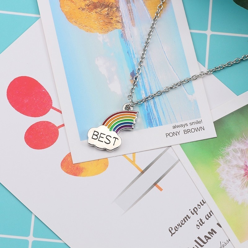 Bộ 2 vòng cổ Tình Bạn Mặt Mảnh Ghép Hình Đám Mây Tráng Men