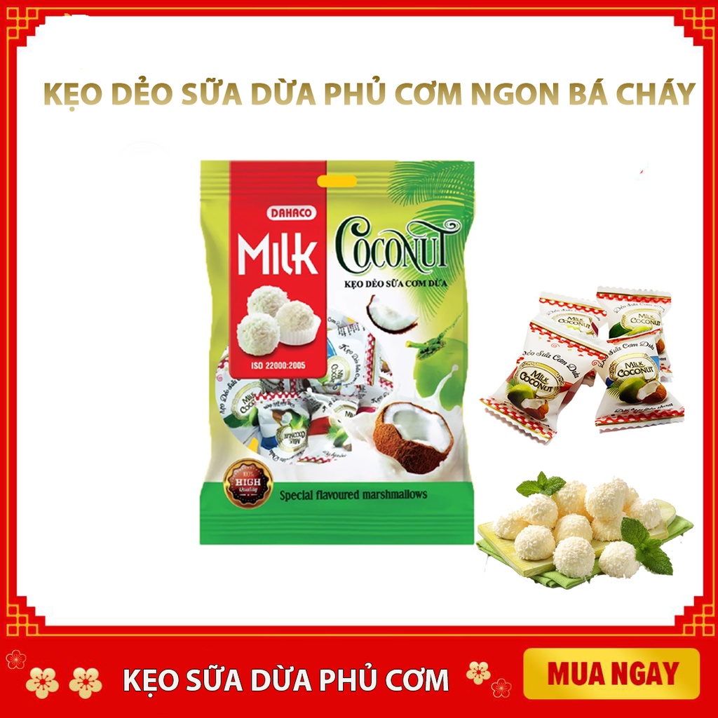 Kẹo dẻo sữa phủ cơm Dừa(400g)- bánh kẹo đồ ăn vặt - tết