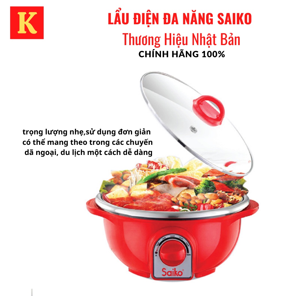 Nồi lẩu điện Saiko MC 3535S-lẩu điện 3l5-1800W nấu nhanh-hàng chính hãng-bảo hành 18 tháng toàn quốc