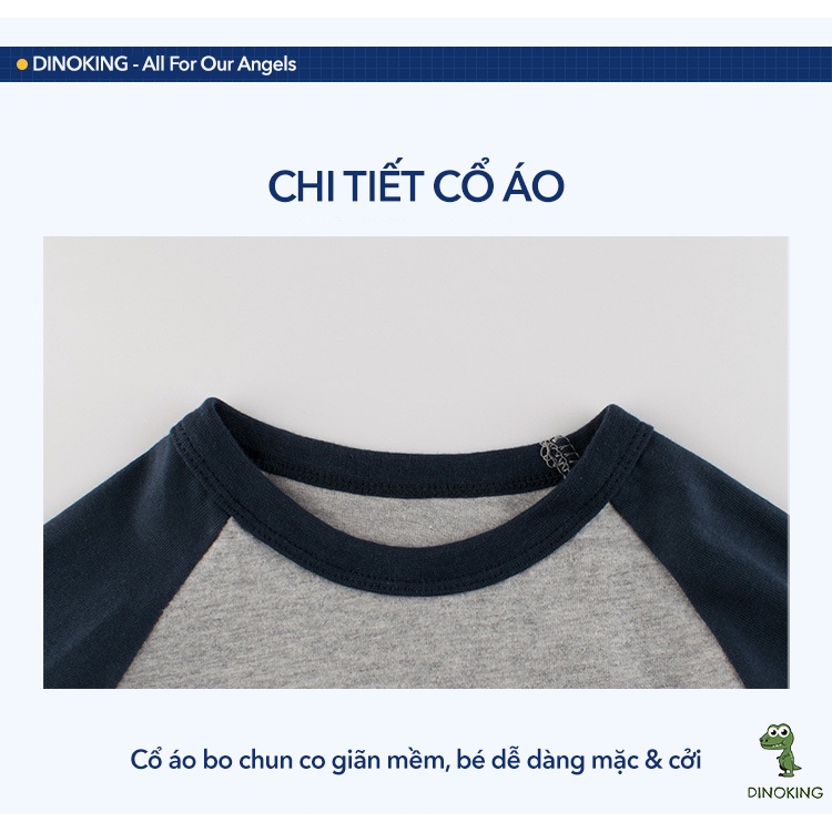 Áo dài tay bé trai DINOKING Áo thu đông trẻ em chất thun cotton mềm mịn ấm áp cho bé 2-8 tuổi AD02