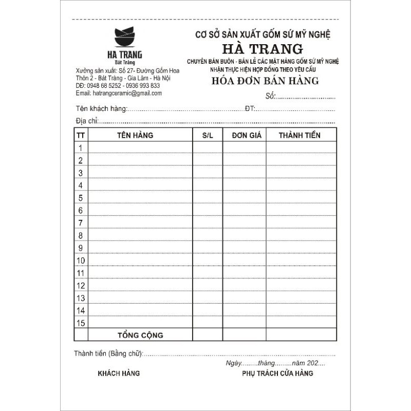 Combo 52 quyển hóa đơn bán hàng hai liên khổ A5