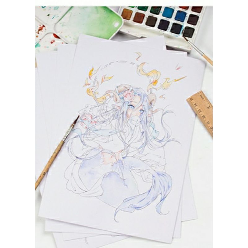 Line art nam nữ lẻ cỡ a4 lỡ 220gsm vẽ màu nước