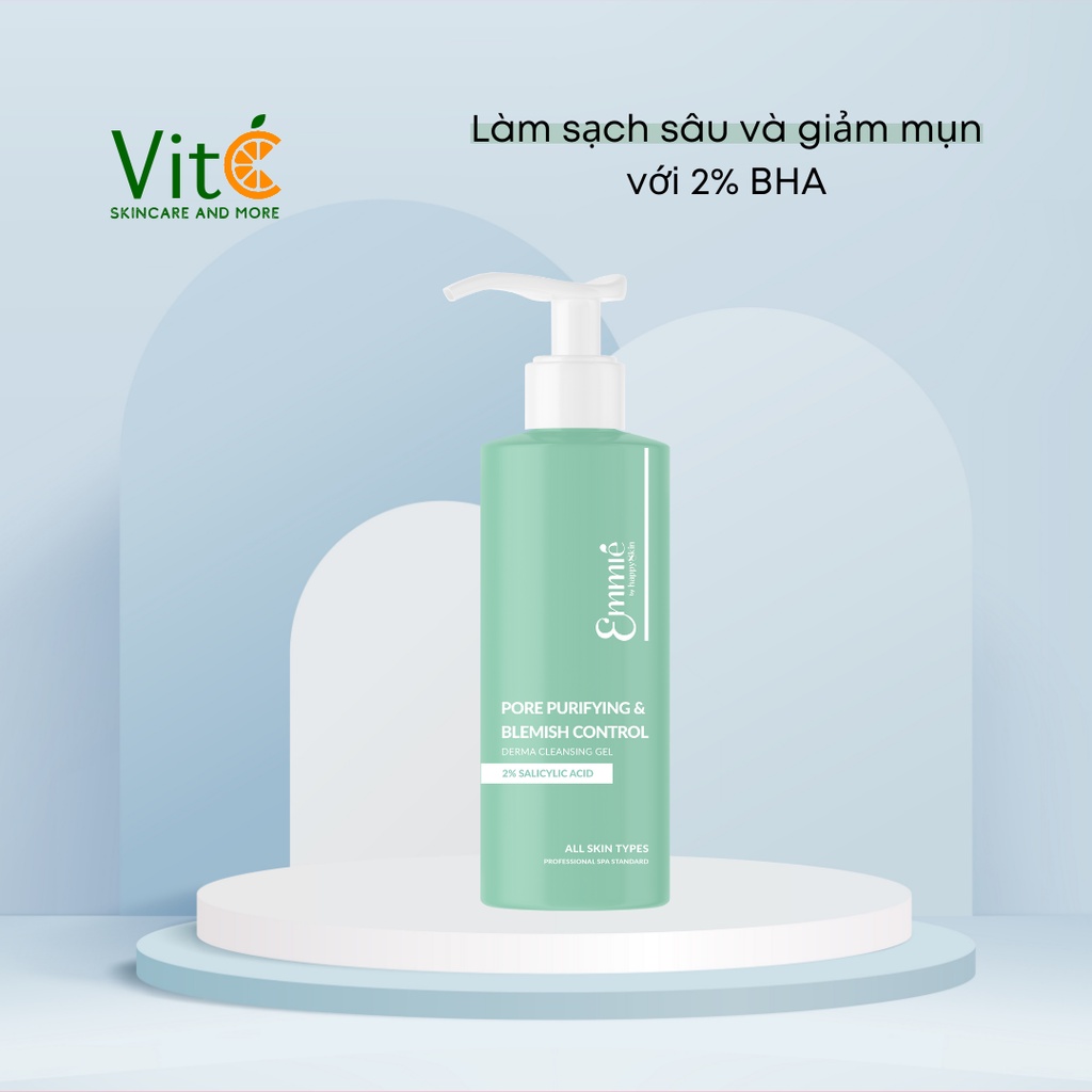 Sữa Rửa Mặt Emmie 2% BHA Giảm Mụn - Emmie Pore Purifying & Blemish Control Derma Cleansing Gel