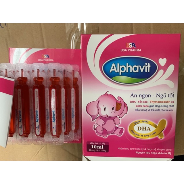 Siro Alphavit ăn ngon - ngủ tốt tăng cường DHA (hộp 20 ống)