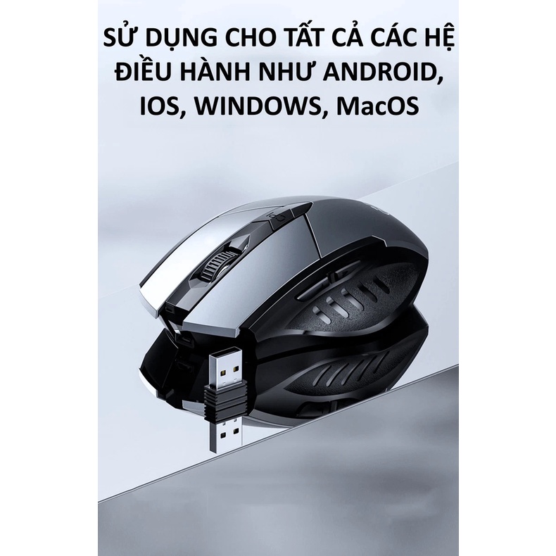 Chuột Không Dây INPHIC PM6 Sử Dụng Pin Sạc Kết Nối USB 2.4G - Bluetooth 5.0 + TẤM LÓT CHUỘT