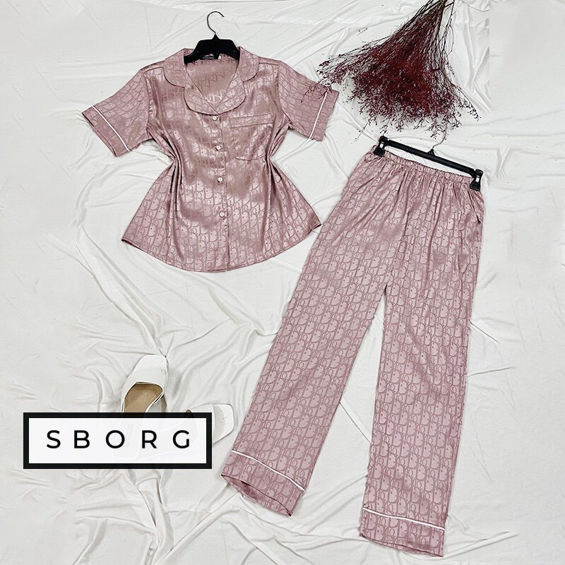 Bộ mặc nhà trung niên SBORG pijama nữ chất gấm cao cấp tay ngắn quần dài có túi bigsize từ 45-75kg quà tặng mẹ