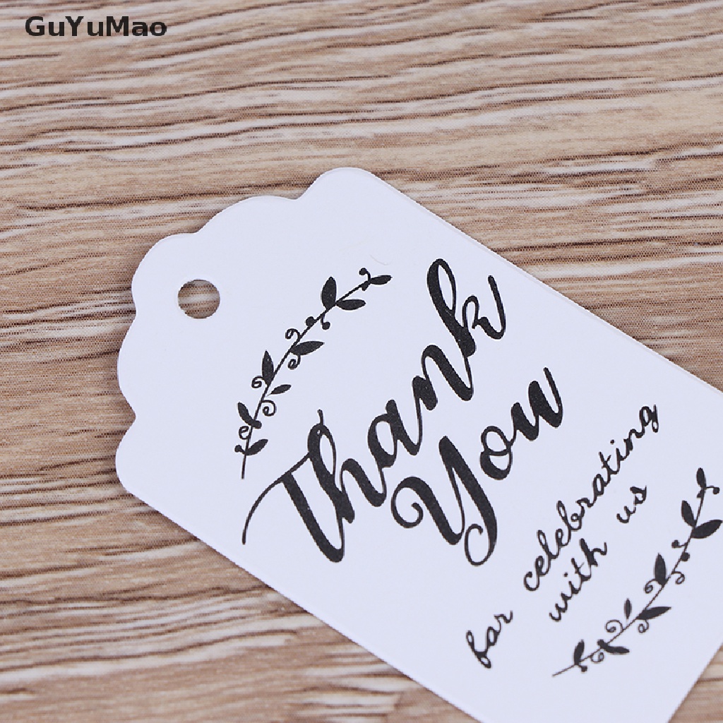 Set 100 Thẻ Giấy In Chữ Thank You Dùng Để Trang Trí Quà Tặng