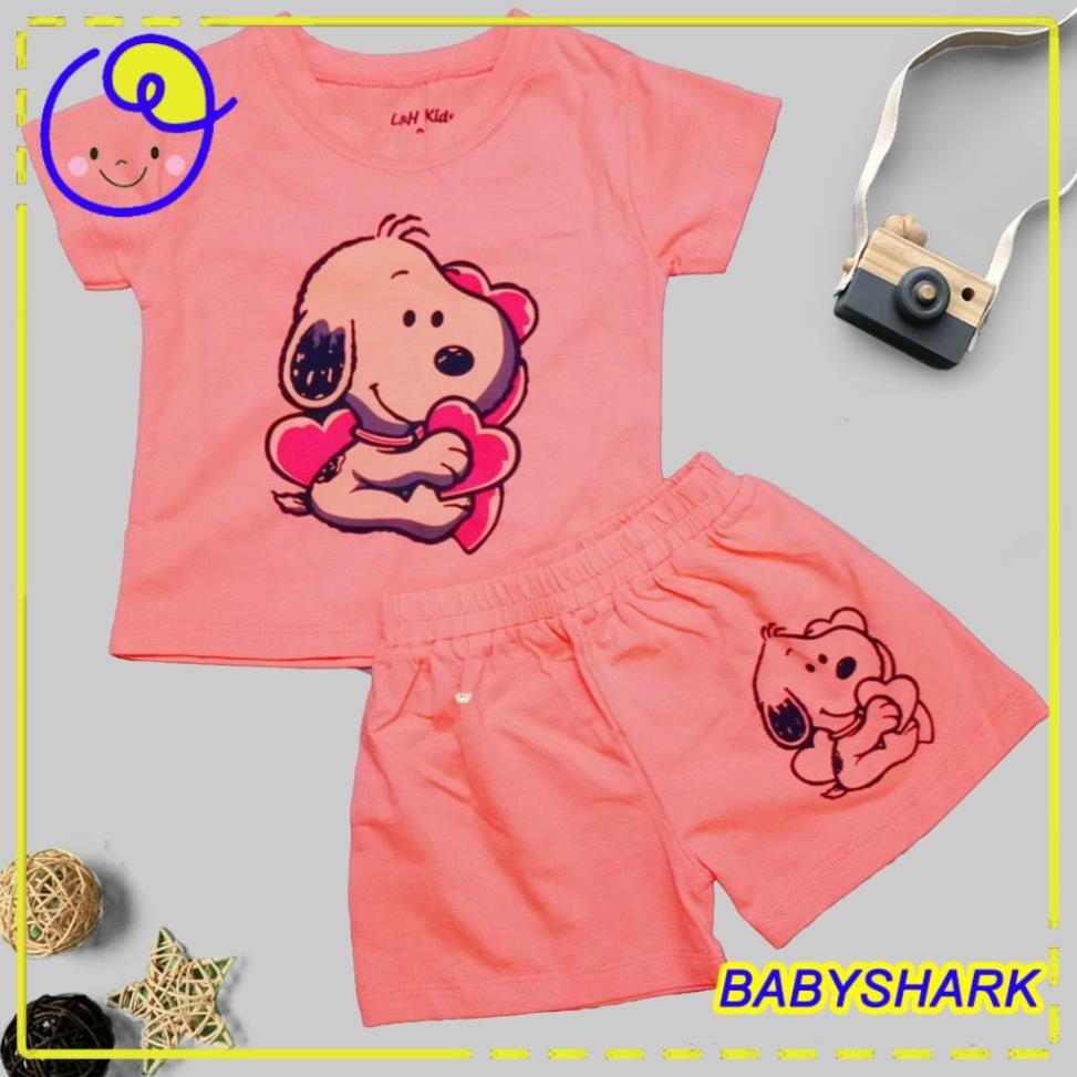 Quần áo trẻ em bé gái từ 5-14 tuổi-Bộ đồ bé gái thun cotton 4 chiều mát mịn đep BABY SHARK