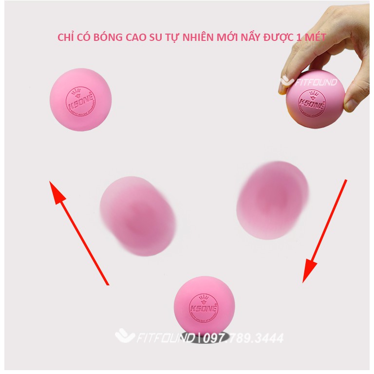 Lacrosse ball- Bóng cao su đơn pha màu massage giãn cơ/ dãn cơ trị liệu cỡ chuẩn 6,3 cm  tặngtúi đựng Ksone