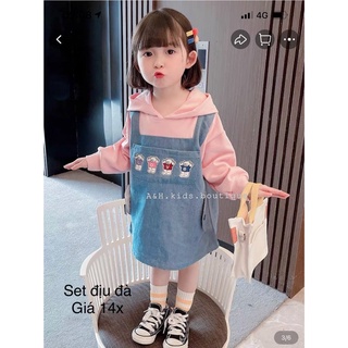 Set váy jean túi doremon trước ngực