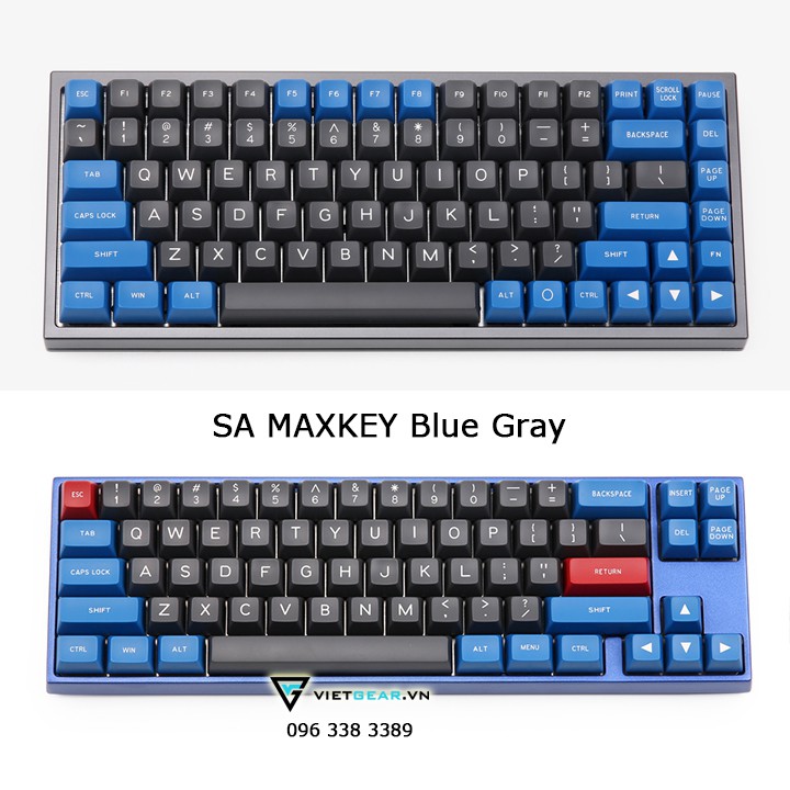 [Mã SKAMSALE03 giảm 10% đơn 200k] Bộ nút bàn phím SA Maxkey Blue Gray 131 nút, tặng kèm keypuller