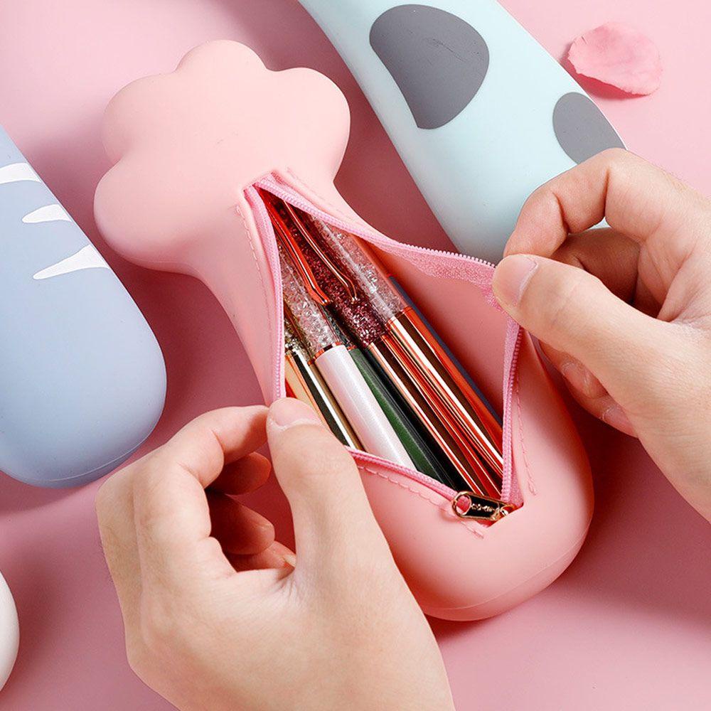 Hộp Đựng Bút Bằng Silicon Hình Chân Mèo Dễ Thương Sáng Tạo