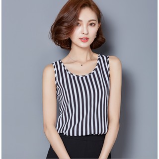 Topmall Hàng Có Sẵn ! Áo Chiffon Sát Nách áo rút áo tiểu thư áo bigsize sơmi nữ áo sơmi nữ áo lụa áo trắng áo hở lưng