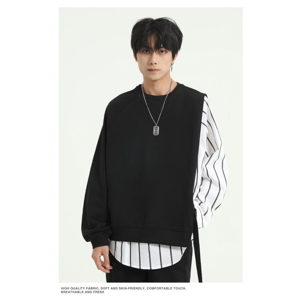 ÁO SƠ MI PHỐI THUN TAY DÀI THỜI TRANG MR SMILE 99 SHOP UNISEX | BigBuy360 - bigbuy360.vn