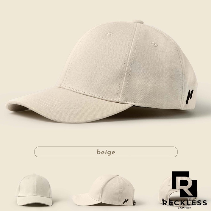 Nón Bóng Chày Lưỡi Trai Màu Be Trơn Reckless Capman Signature Ballcap Vải Kaki Cotton