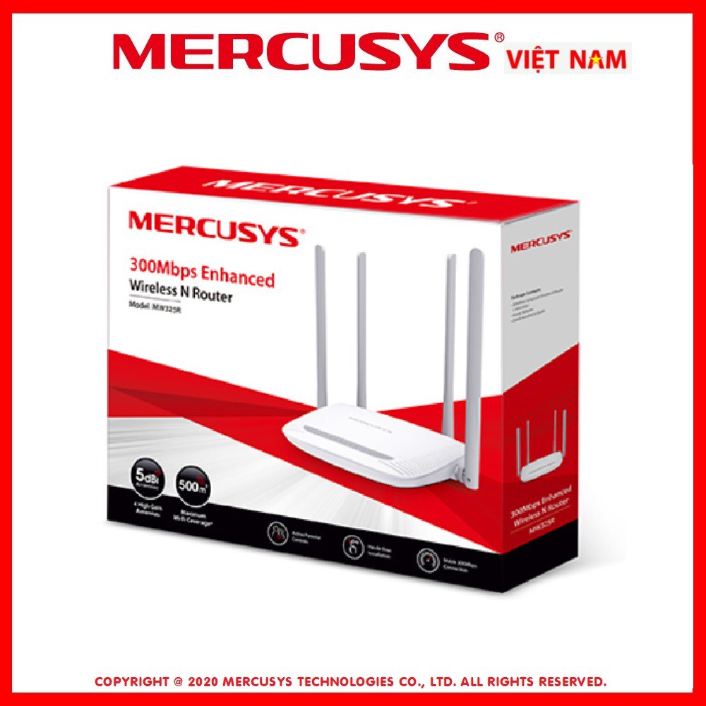 Router bộ phát wifi chuẩn N tốc độ 300Mbps Mercusys MW 325R 4 râu