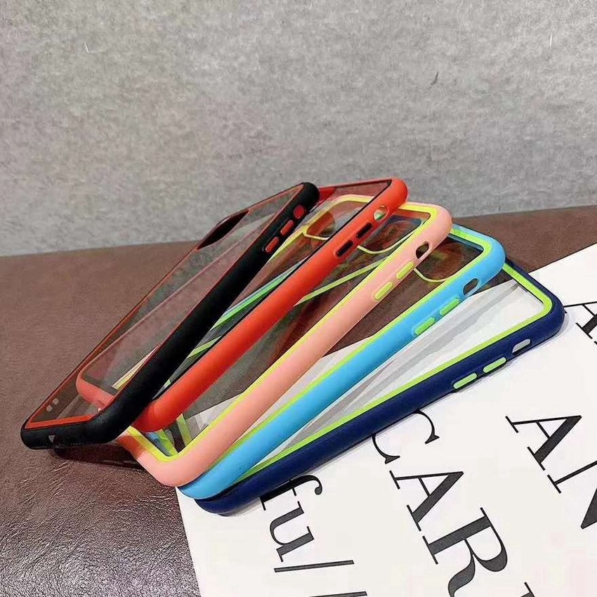 Ốp điện thoại bo viền chống sốc màu kẹo trong suốt iPhone SE 2020 11 Pro Max X Xr Xs Max 7 8 Plus | BigBuy360 - bigbuy360.vn