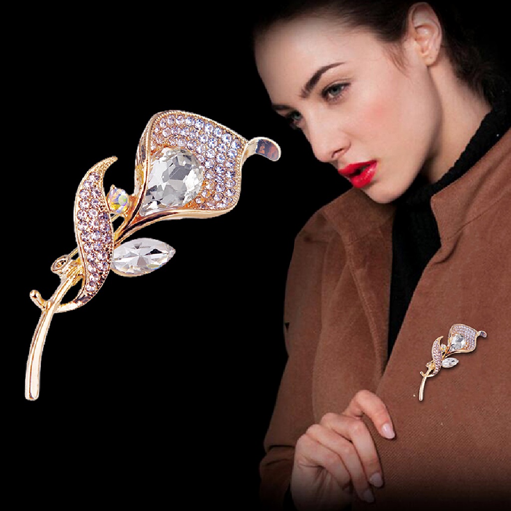 Ghim Cài Áo Hình Hoa Hồng Đính Đá Pha Lê Thời Trang