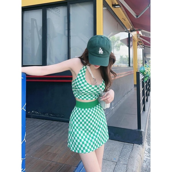 Set Áo Yếm Chân Váy Caro Hot Girl