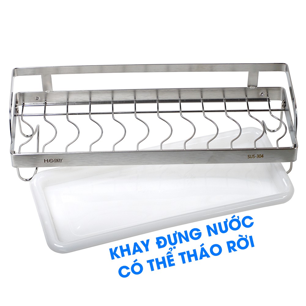 Kệ để chén đĩa đa năng dán tường inox 304 Hobby home decor KCD 2 size tùy chọn