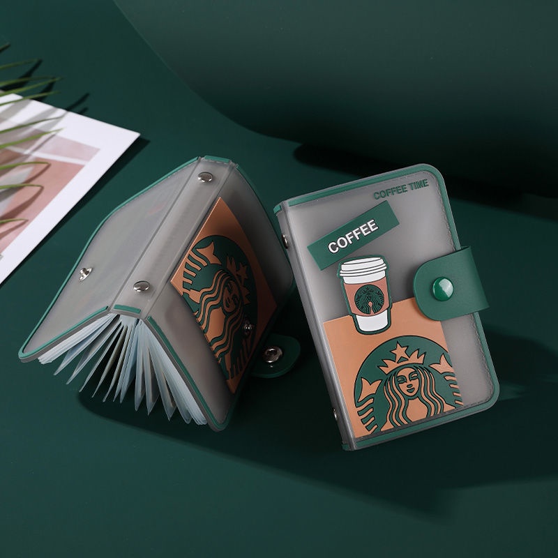 Ví Đựng Thẻ Chất Liệu Mềm Mại Cao Cấp Họa Tiết Starbucks Đáng Yêu