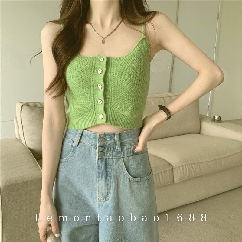 Áo Croptop Chất Len Gân Đẹp Hàng Có Sẵn Lemontaobao phong cách Hàn Quốc
