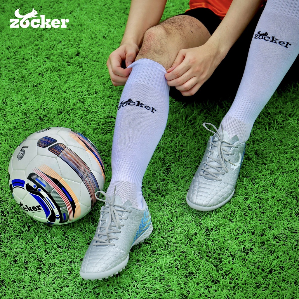 Giày Đá Bóng Zocker ZTF SPACE 2001 Silver, Giầy Đá Bóng Sân Cỏ Nhân Tạo, Công Nghệ Ma Sát Kép Giảm Chấn Hiệu Quả