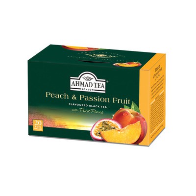 Trà Túi Lọc Peach &amp; Passion Fruit - Trà  Đào &amp; Chanh Dây - Trà Đen Ahmad Hộp Giấy Túi Lọc Bao Thiếc 40g (20 túi x 2g)