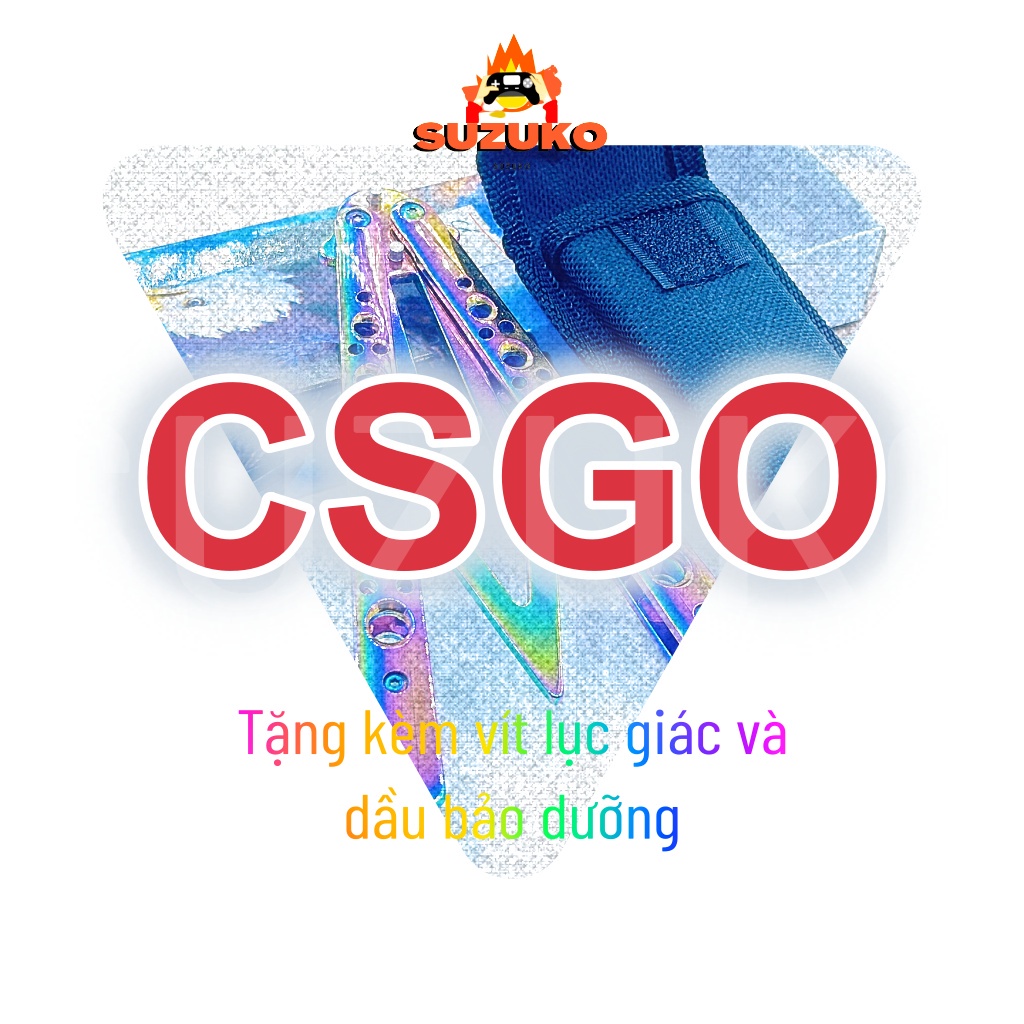 Đồ trưng bày CSGO balisong cán thẳng GHÉP nhiều skin Titatium độc đáo Tặng full phụ kiện