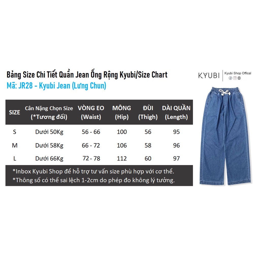 Quần Jean baggy ống rộng nữ Ulzzang Kyubi có lưng chun dây rút [Có bigsize] - Jean cullote Kyubi JR28 | BigBuy360 - bigbuy360.vn