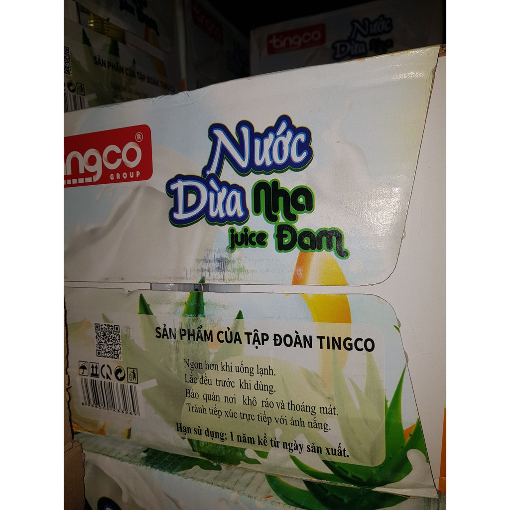 [Toàn quốc] Thùng 24 Chai Nước Dừa Nha Đam Tingco Chai Nhựa PEP 500ml Date Luôn Mới