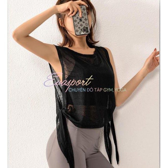 Áo TankTop Tập Gym, Yoga, Aerobic Nữ Eva Sport Vải Lưới Mỏng Nh Co Giãn Tốt, Mặc Ôm Dáng, Thoáng Mát , Giặt Nhanh Khô