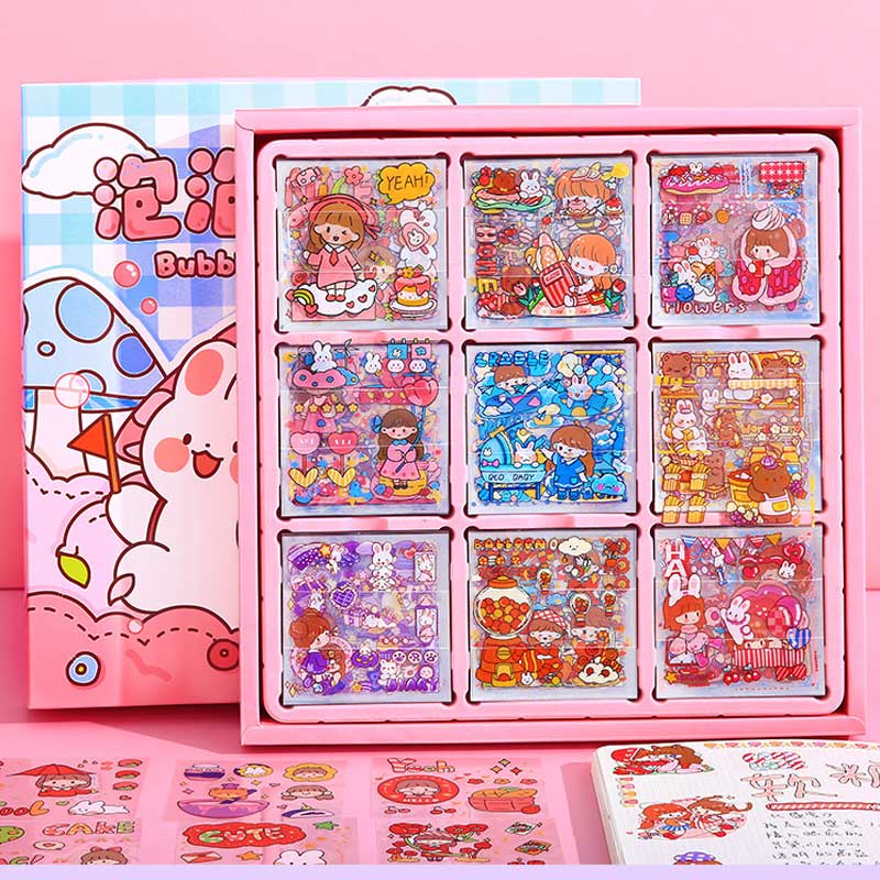Mr.Paper 2 loại nhãn dán hộp quà tặng cô gái hoạt hình dễ thương nhãn dán thức ăn động vật tài khoản sáng tạo trang trí tài khoản tự làm văn phòng phẩm nhãn dán hộp quà