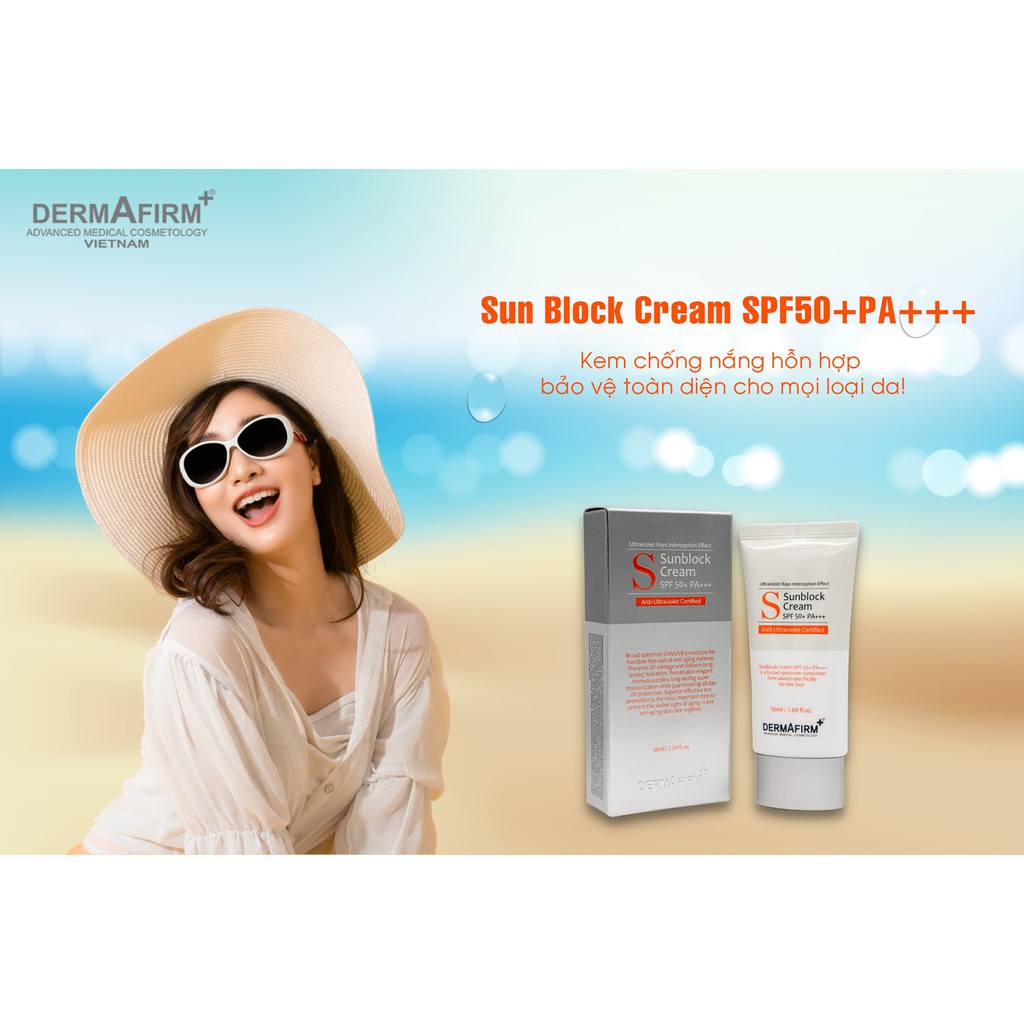 Kem chống nắng hỗn hợp,Dermafirm,Sun Block Cream SPF50,PA+++,(50ml,có giấy công bố sản phẩm)