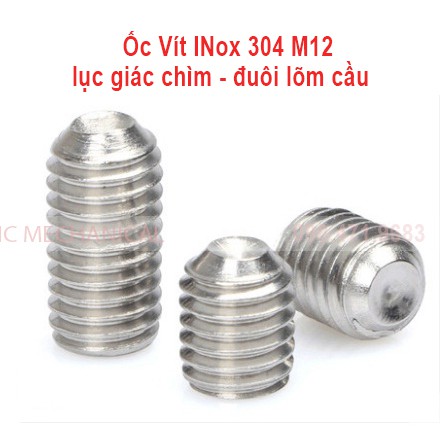 Ốc vít trí Inox 304 M12  lục giác chìm đuôi lõm cầu